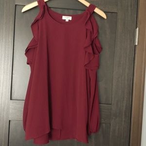 Cold shoulder ruffle top